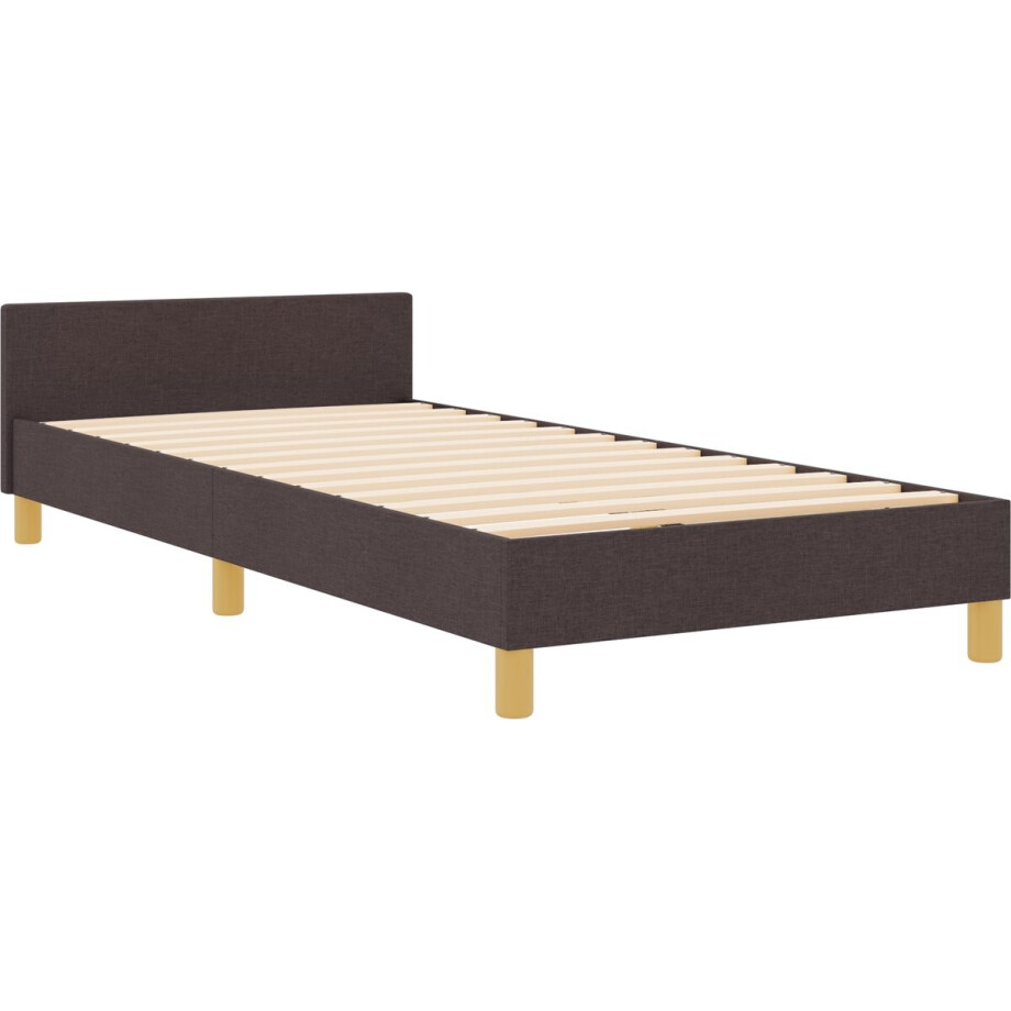 vidaXL - Bedframe - met - hoofdeinde - Donkerbruin - 100 - x - 200 - cm - Stof afbeelding 1