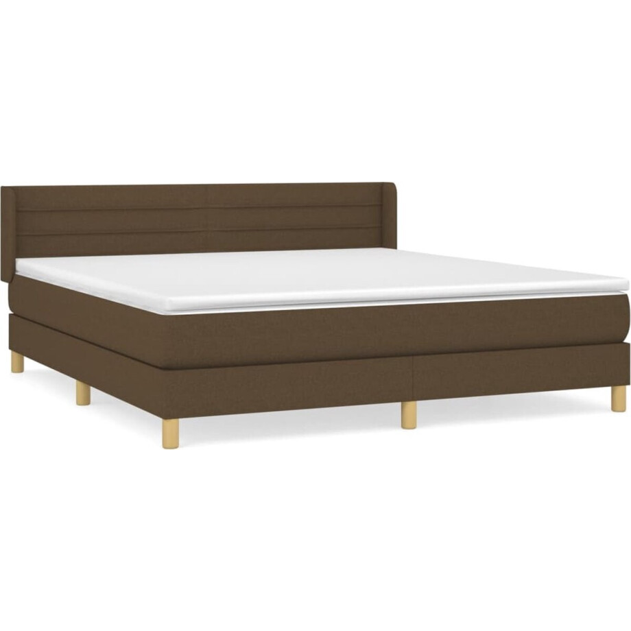 vidaXL - Boxspring - met - matras - stof - donkerbruin - 160x200 - cm vidaXL - Boxspring - met - matras - stof - donkerbruin - 160x200 - cm afbeelding 1