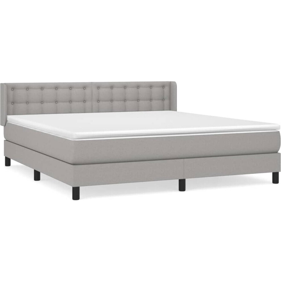 vidaXL - Boxspring - met - matras - stof - lichtgrijs - 180x200 - cm afbeelding 1