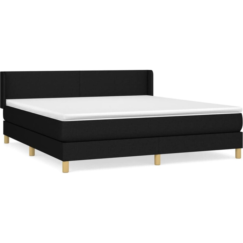 vidaXL - Boxspring - met - matras - stof - zwart - 160x200 - cm vidaXL - Boxspring - met - matras - stof - zwart - 160x200 - cm afbeelding 1
