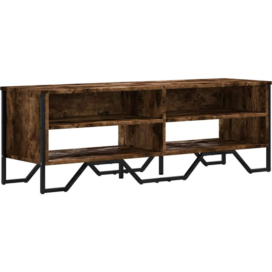 vidaXL - Tv-meubel - 122x34x41 - cm - bewerkt - hout - gerookt - eikenkleurig afbeelding 1