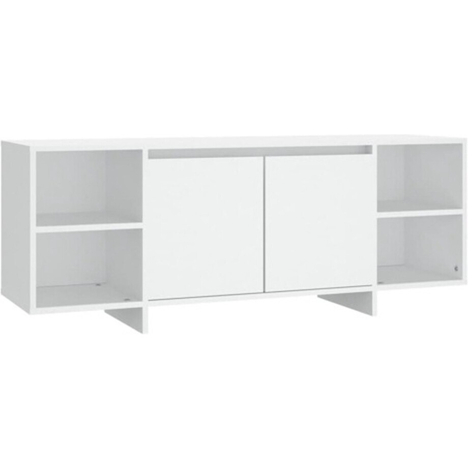 vidaXL - Tv-meubel - 130x35x50 - cm - bewerkt - hout - wit vidaXL - Tv-meubel - 130x35x50 - cm - bewerkt - hout - wit afbeelding 1