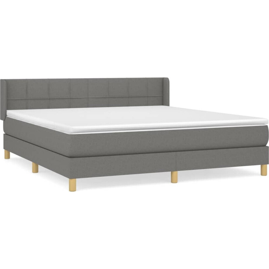 vidaXL - Boxspring - met - matras - stof - donkergrijs - 160x200 - cm afbeelding 1
