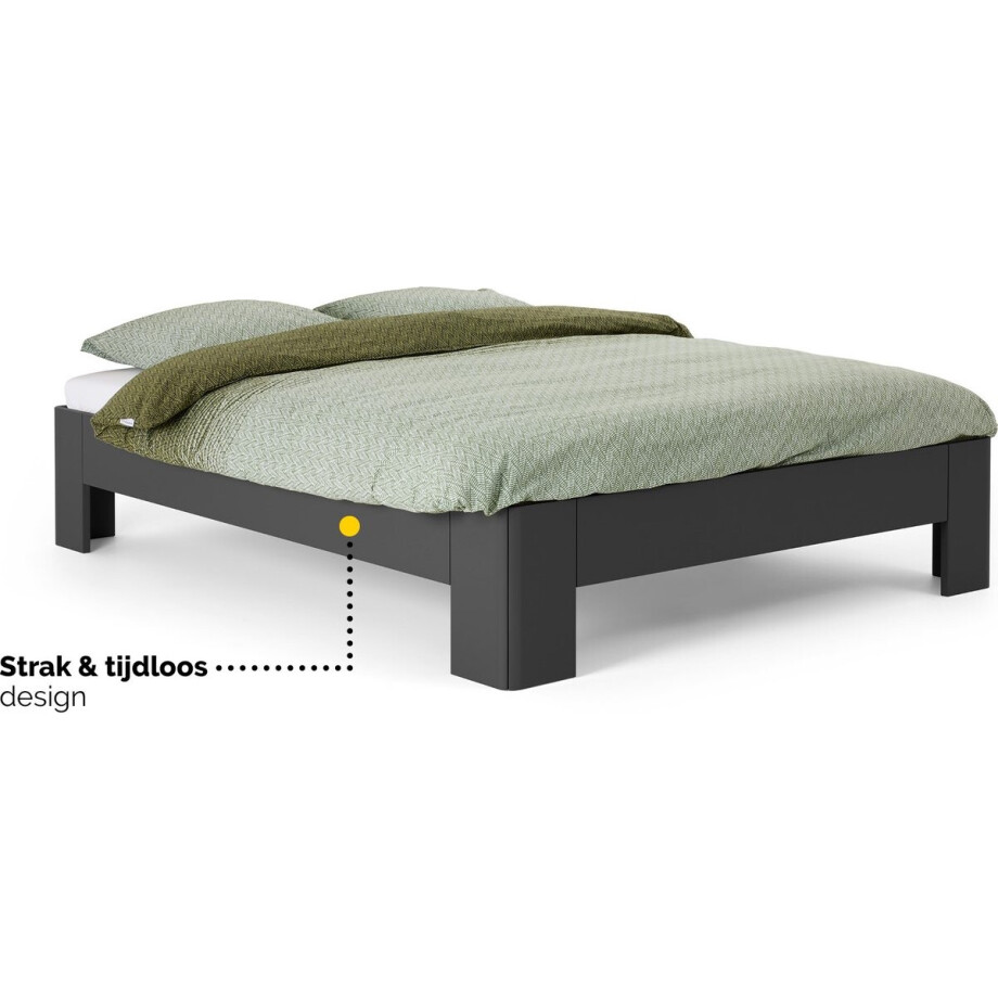 B Bright Fresh 450 Bed 140 x 220 cm - Bedframe Antraciet - Bedombouw - Instaphoogte: 45cm - Tweepersoonsbedden afbeelding 1