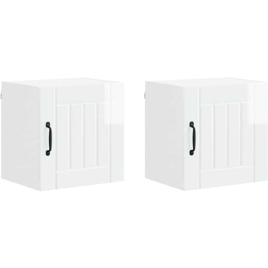 vidaXL - Wandkast - LUCCA - 2 - st - Hoogglans - Wit - Bewerkt - hout afbeelding 1
