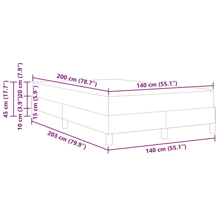 vidaXL - Boxspring - bed - met - matras - Donkergrijs - 140 - x - 200 - cm - Stof vidaXL - Boxspring - bed - met - matras - Donkergrijs - 140 - x - 200 - cm - Stof afbeelding 1