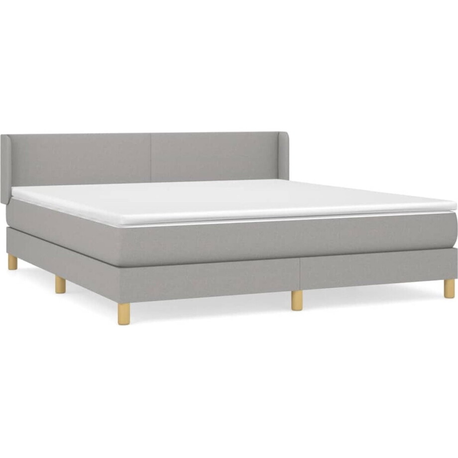 vidaXL - Boxspring - met - matras - stof - lichtgrijs - 160x200 - cm vidaXL - Boxspring - met - matras - stof - lichtgrijs - 160x200 - cm afbeelding 1