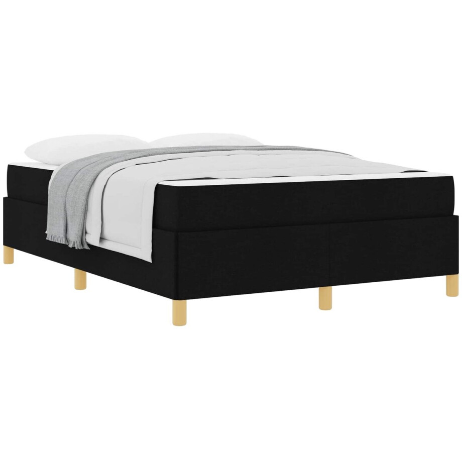 vidaXL - Bedframe - met - matras - Zwart - 140 - x - 200 - cm - Stof afbeelding 1