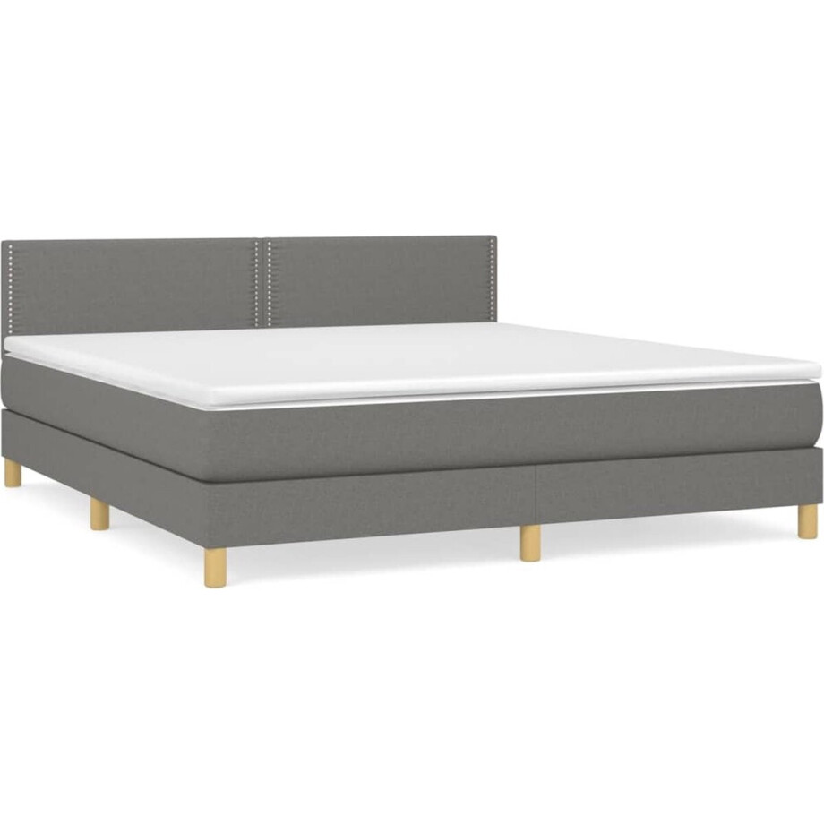 vidaXL - Boxspring - met - matras - stof - donkergrijs - 160x200 - cm vidaXL - Boxspring - met - matras - stof - donkergrijs - 160x200 - cm afbeelding 1