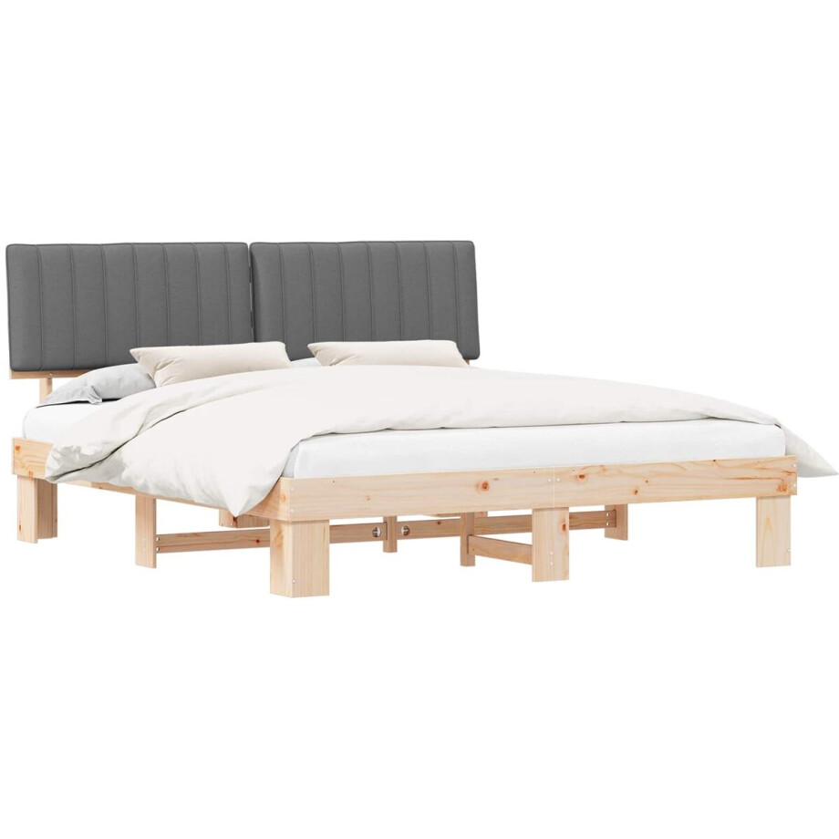 vidaXL - Bedframe - met - Gevoerde - Hoofdbord - Lichtgrijs - 180 - x - 200 - cm afbeelding 1