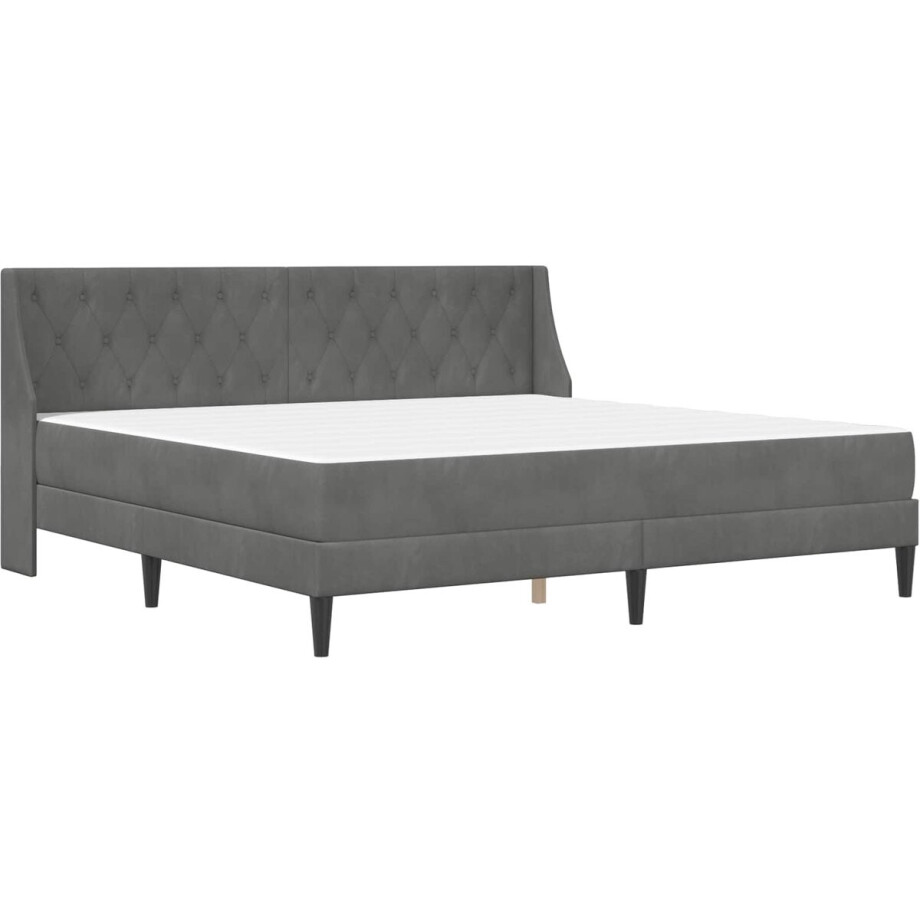 vidaXL - Bedframe - met - matras - met - matras - Donkergrijs - 200 - x - 200 - cm - Fluweel afbeelding 1