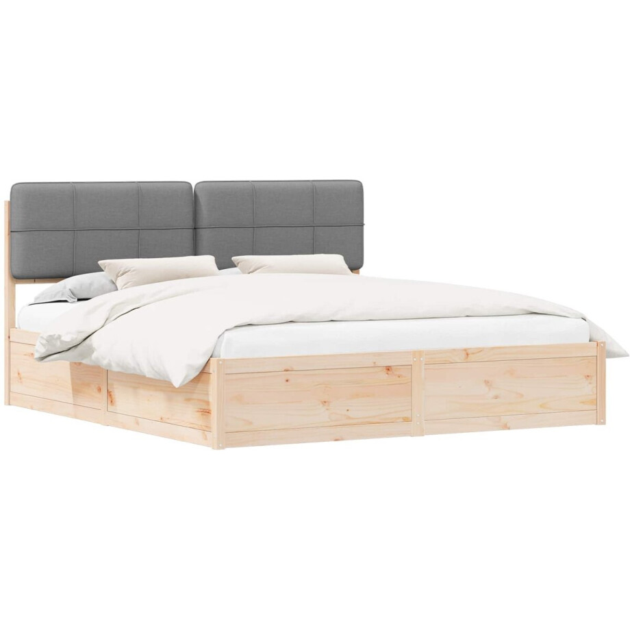 vidaXL - Bedframe - met - Gevoerde - Hoofdbord - Lichtgrijs - 180 - x - 200 - cm afbeelding 1