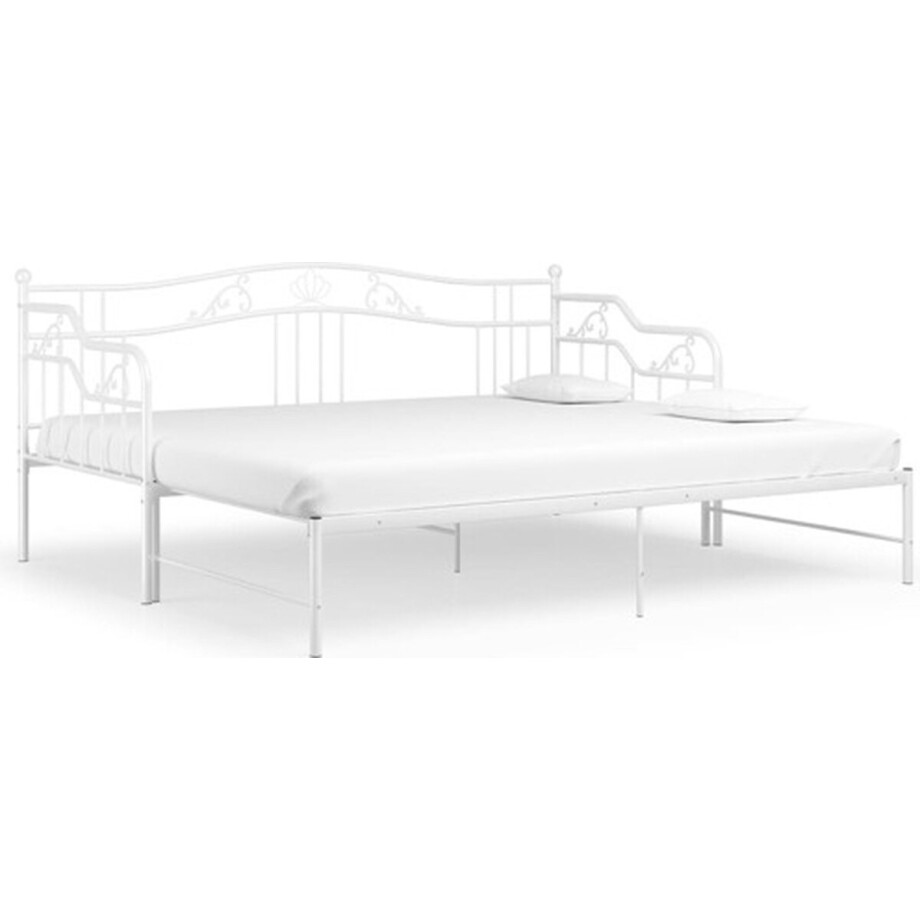 vidaXL - Slaapbank - uittrekbaar - metaal - wit - 90x200 - cm vidaXL - Slaapbank - uittrekbaar - metaal - wit - 90x200 - cm afbeelding 1