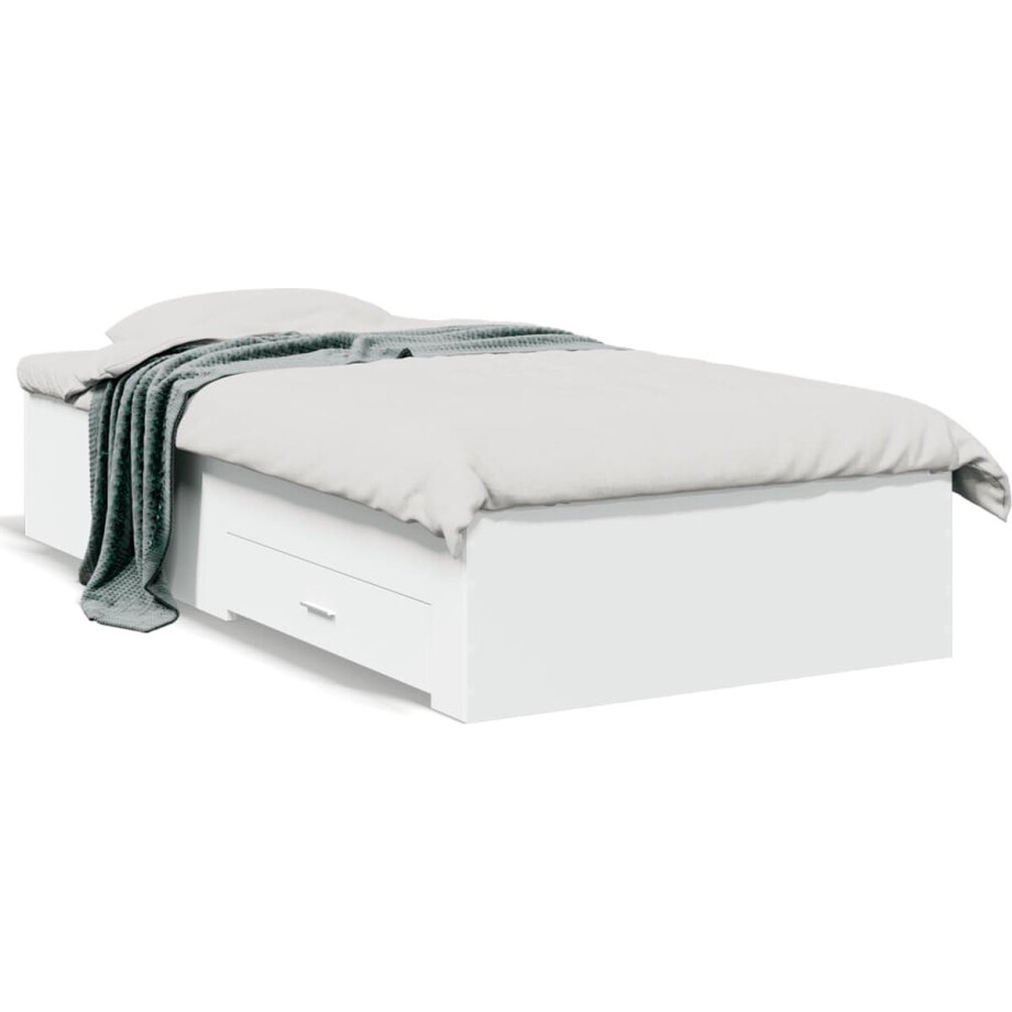 vidaXL - Bedframe - met - lades - bewerkt - hout - wit - 100x200 - cm afbeelding 1