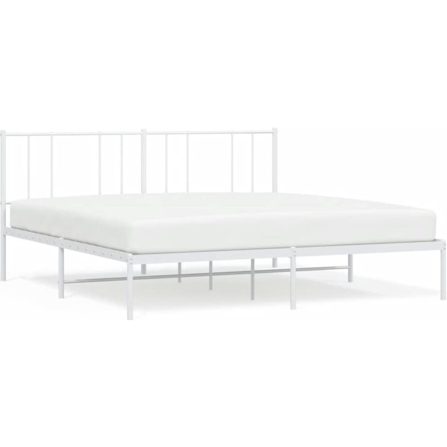 vidaXL - Bedframe - met - hoofdbord - metaal - wit - 200x200 - cm vidaXL - Bedframe - met - hoofdbord - metaal - wit - 200x200 - cm afbeelding 1