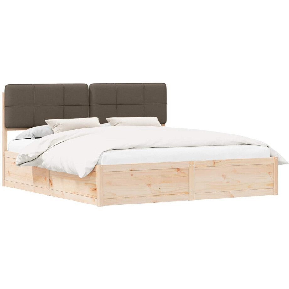 vidaXL - Bedframe - met - Gevoerde - Hoofdbord - Taupe - 200 - x - 200 - cm vidaXL - Bedframe - met - Gevoerde - Hoofdbord - Taupe - 200 - x - 200 - cm afbeelding 1