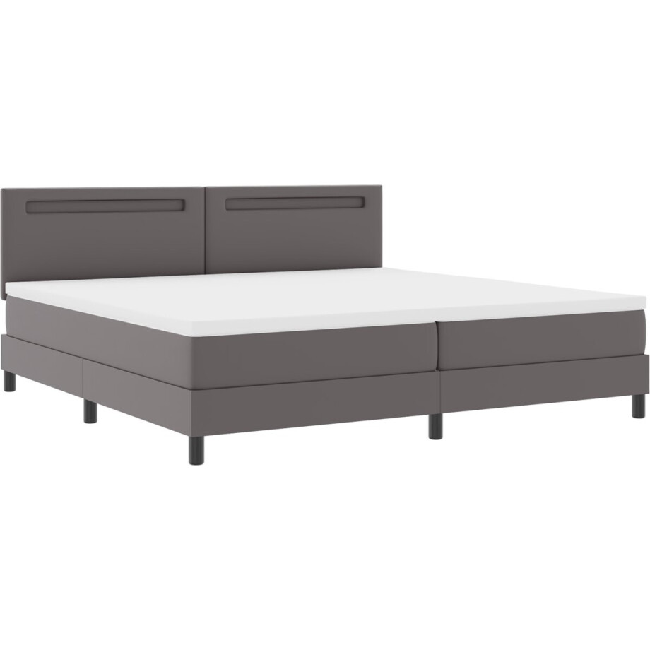 vidaXL - Boxspring - bed - met - hoofdeinde - Grijs - 200 - x - 200 - cm - Kunstleer afbeelding 1