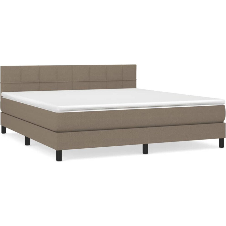 vidaXL - Boxspring - met - matras - stof - taupe - 180x200 - cm afbeelding 1