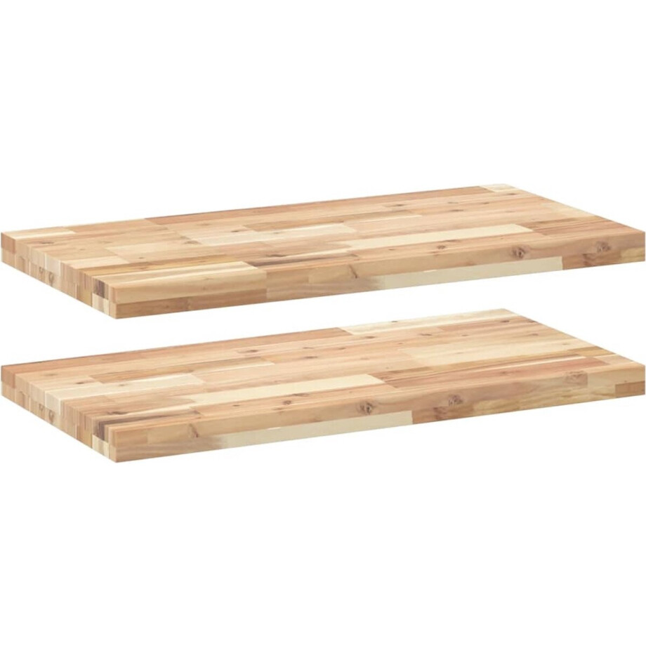 vidaXL - Wandschappen - 2 - st - zwevend - 100x40x4 - cm - onbehandeld - acaciahout vidaXL - Wandschappen - 2 - st - zwevend - 100x40x4 - cm - onbehandeld - acaciahout afbeelding 1