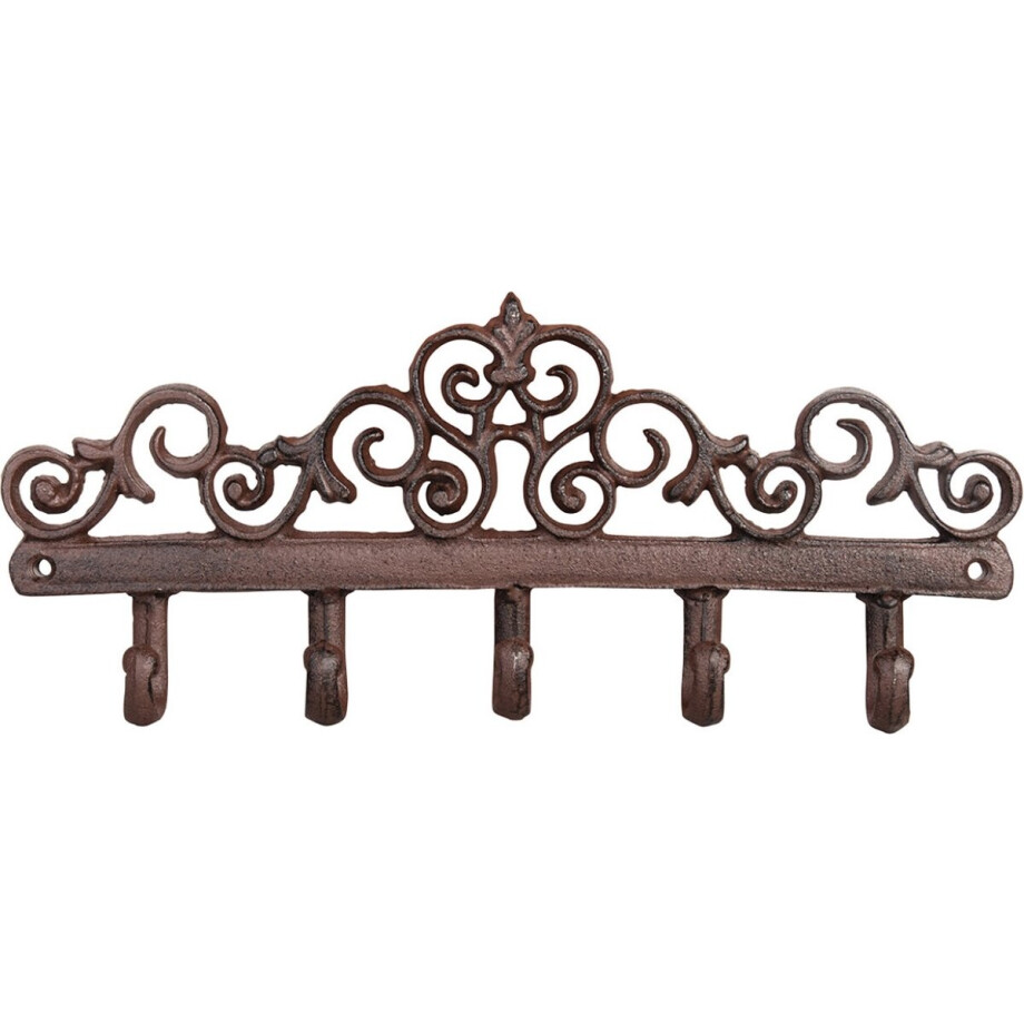 Esschert Design Wandkapstok - gietijzer - bruin - 5 haken - 32 cm - Kapstokhaken - kapstokhaakjes/wandhaakjes Esschert Design Wandkapstok - gietijzer - bruin - 5 haken - 32 cm - Kapstokhaken - kapstokhaakjes/wandhaakjes afbeelding 1