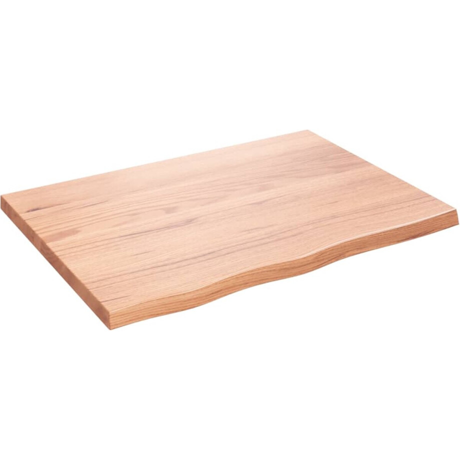 vidaXL - Tafelblad - 80x60x(2-4) - cm - behandeld - massief - eikenhout - lichtbruin afbeelding 1