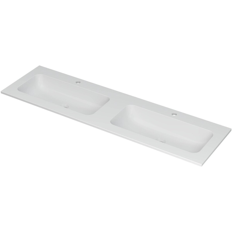 Ink Aspekt dubbele meubelwastafel 160x45cm - 2 kraangaten - Porselein mat wit afbeelding 1