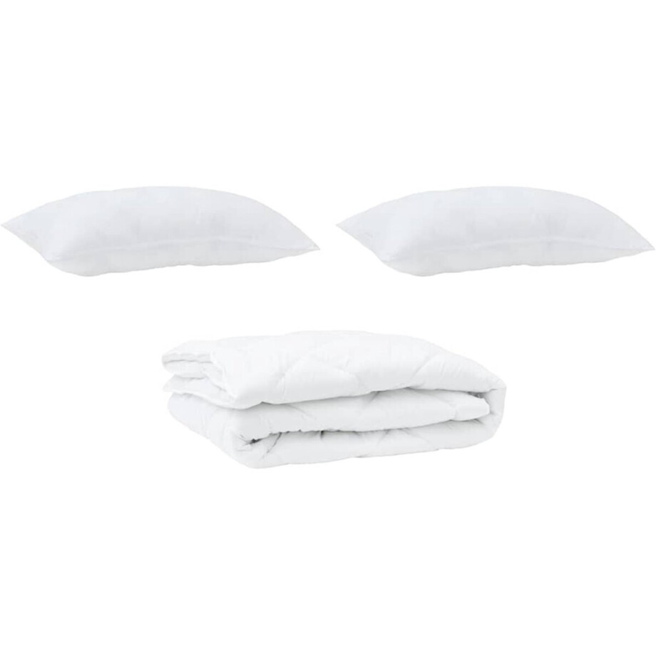 vidaXL - Dekbed - met - kussen - 3 - pcs - Wit - Microvezel afbeelding 1