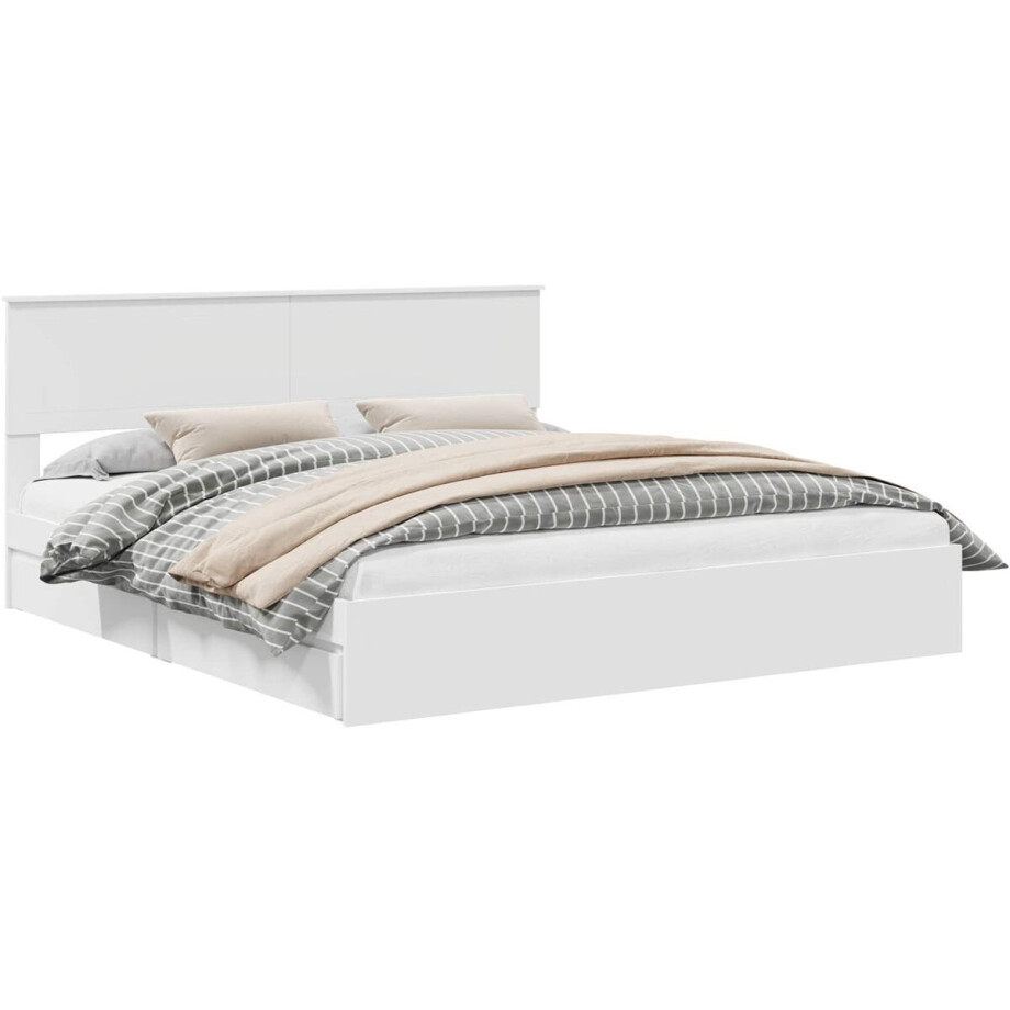 vidaXL - Opbergbed - met - lade - met - hoofdeinde - Wit - 180 - x - 200 - cm - Bewerkt - hout vidaXL - Opbergbed - met - lade - met - hoofdeinde - Wit - 180 - x - 200 - cm - Bewerkt - hout afbeelding 1