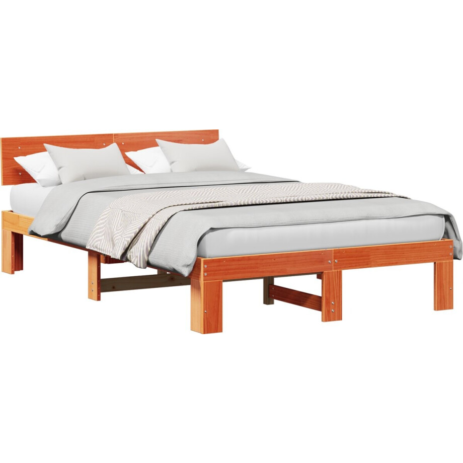 vidaXL - Bedframe - Wasbruin - 120 - x - 200 - cm - Massief - grenenhout afbeelding 1