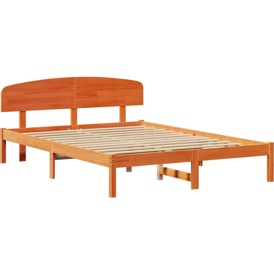 vidaXL - Bedframe - Wasbruin - 150 - x - 200 - cm - Massief - grenenhout vidaXL - Bedframe - Wasbruin - 150 - x - 200 - cm - Massief - grenenhout afbeelding 1