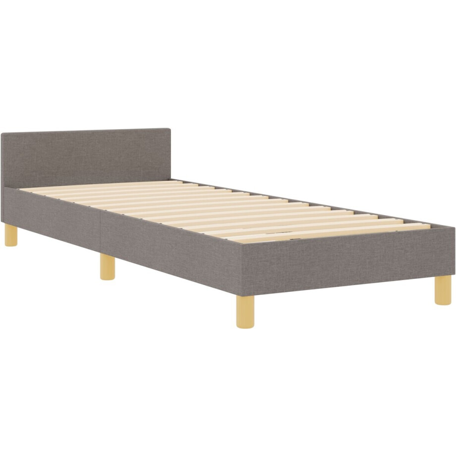 vidaXL - Bedframe - met - hoofdeinde - Taupe - 80 - x - 200 - cm - Stof vidaXL - Bedframe - met - hoofdeinde - Taupe - 80 - x - 200 - cm - Stof afbeelding 1