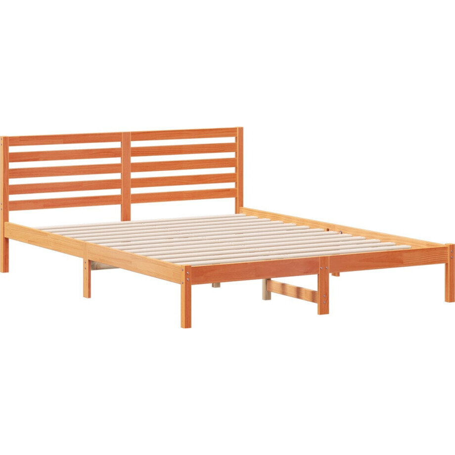 vidaXL - Bedframe - Wasbruin - 160 - x - 210 - cm - Massief - grenenhout vidaXL - Bedframe - Wasbruin - 160 - x - 210 - cm - Massief - grenenhout afbeelding 1