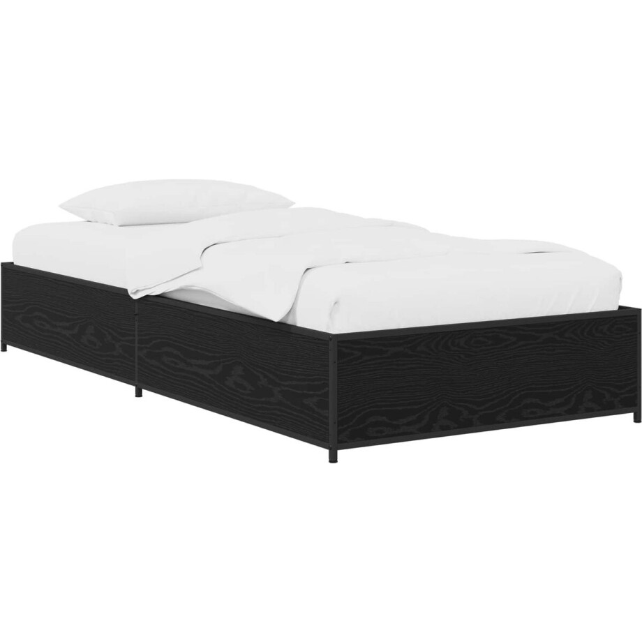 vidaXL - Bedframe - Zwart - eiken - 80 - x - 200 - cm - Bewerkt - hout afbeelding 1