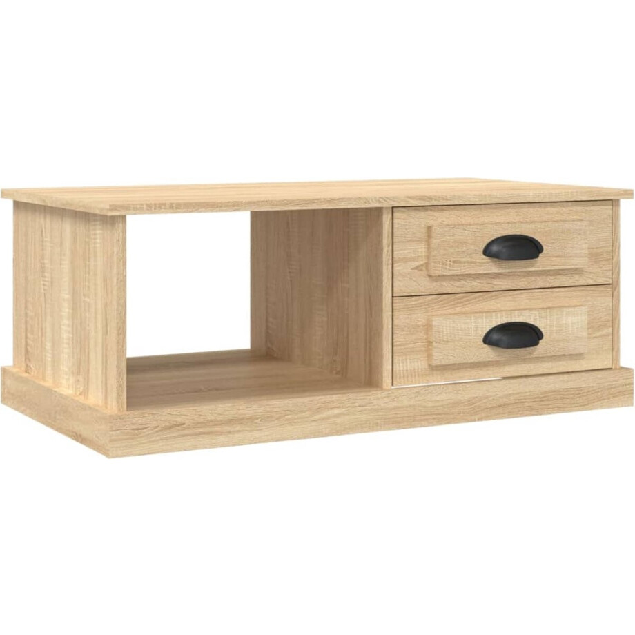 vidaXL - Salontafel - 90x50x35 - cm - bewerkt - hout - sonoma - eikenkleurig afbeelding 1