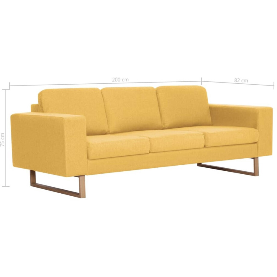 vidaXL - 2-delig - Bankstel - stof - geel afbeelding 1