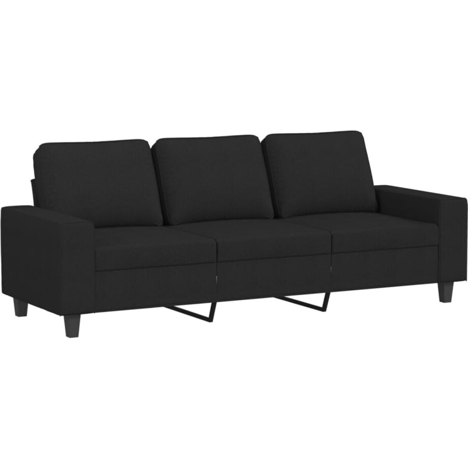 vidaXL - Driezitsbank - 180 - cm - stof - zwart afbeelding 1