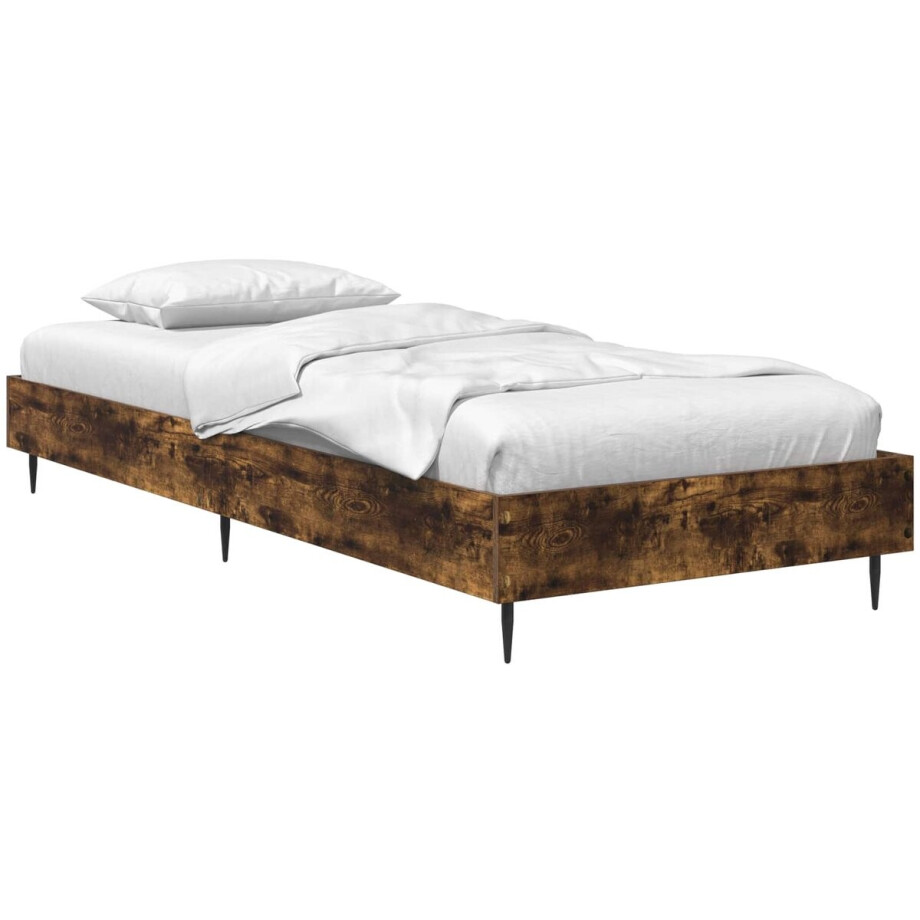 vidaXL - Bedframe - Gerookt - eiken - 80 - x - 200 - cm - Bewerkt - hout afbeelding 1