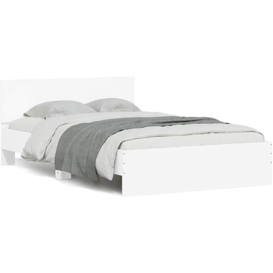 vidaXL - Bedframe - met - hoofdeinde - en - LED - wit - 140x190 - cm vidaXL - Bedframe - met - hoofdeinde - en - LED - wit - 140x190 - cm afbeelding 1