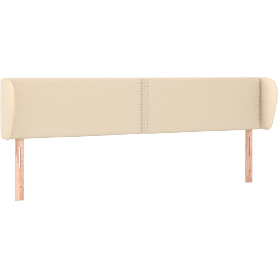 vidaXL - Hoofdbord - met - randen - 203x23x78/88 - cm - stof - crèmekleurig afbeelding 1