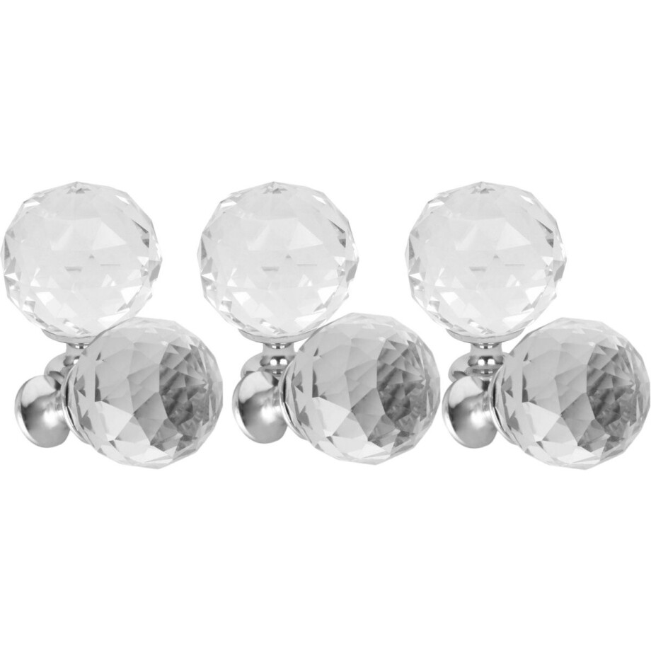 DOMINO CRYSTAL PALACE - Meubelknop Kristal - 40mm M6 - Set 6 stuks - K9 Glas - Kastknop - Wit/Chroom afbeelding 1