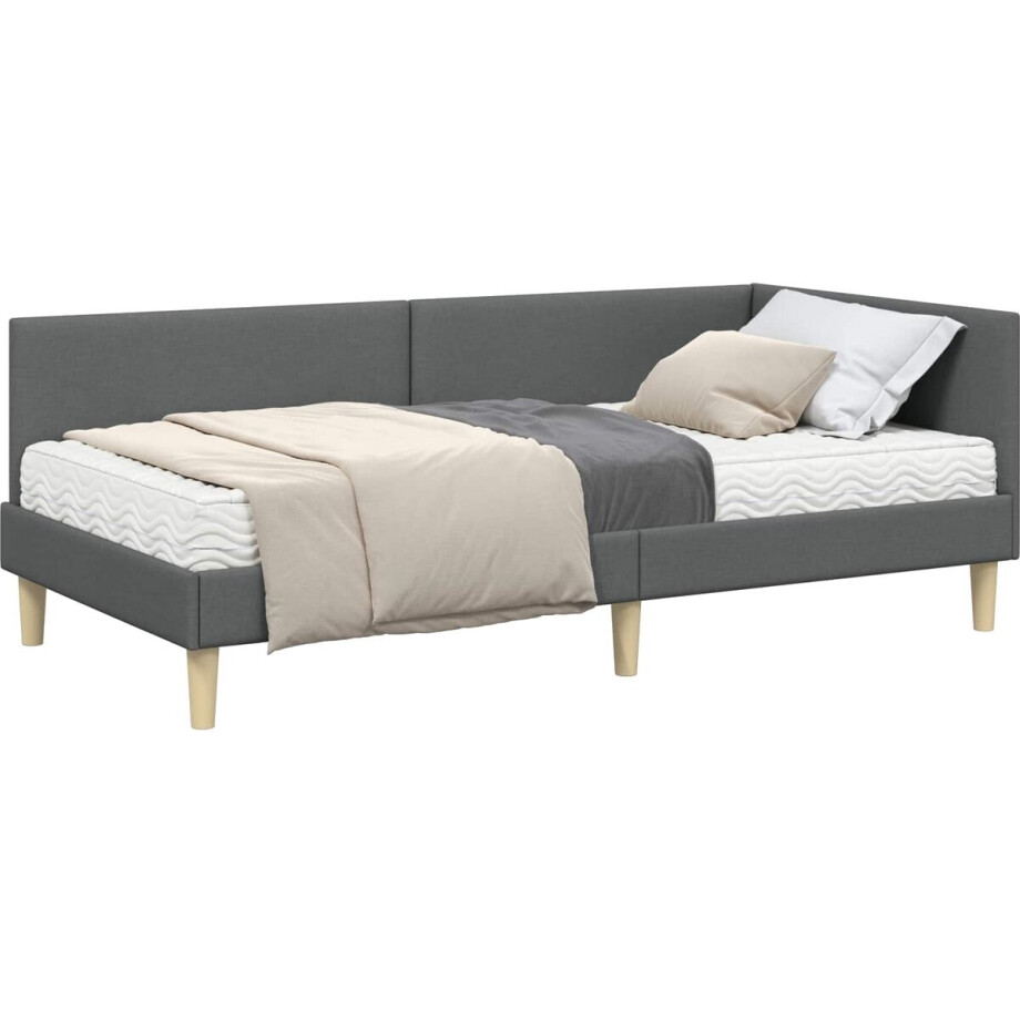 vidaXL - Hoekbedframe - met - Matras - Anders - met - hoofdeinde - 2 - pcs - Grijs - Stof vidaXL - Hoekbedframe - met - Matras - Anders - met - hoofdeinde - 2 - pcs - Grijs - Stof afbeelding 1