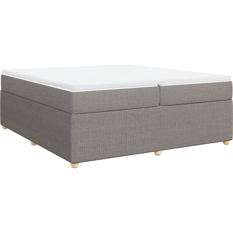 vidaXL - Boxspring - met - matras - stof - taupe - 200x200 - cm afbeelding 1