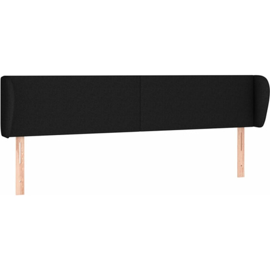 vidaXL - Hoofdbord - met - randen - 183x23x78/88 - cm - stof - zwart afbeelding 1