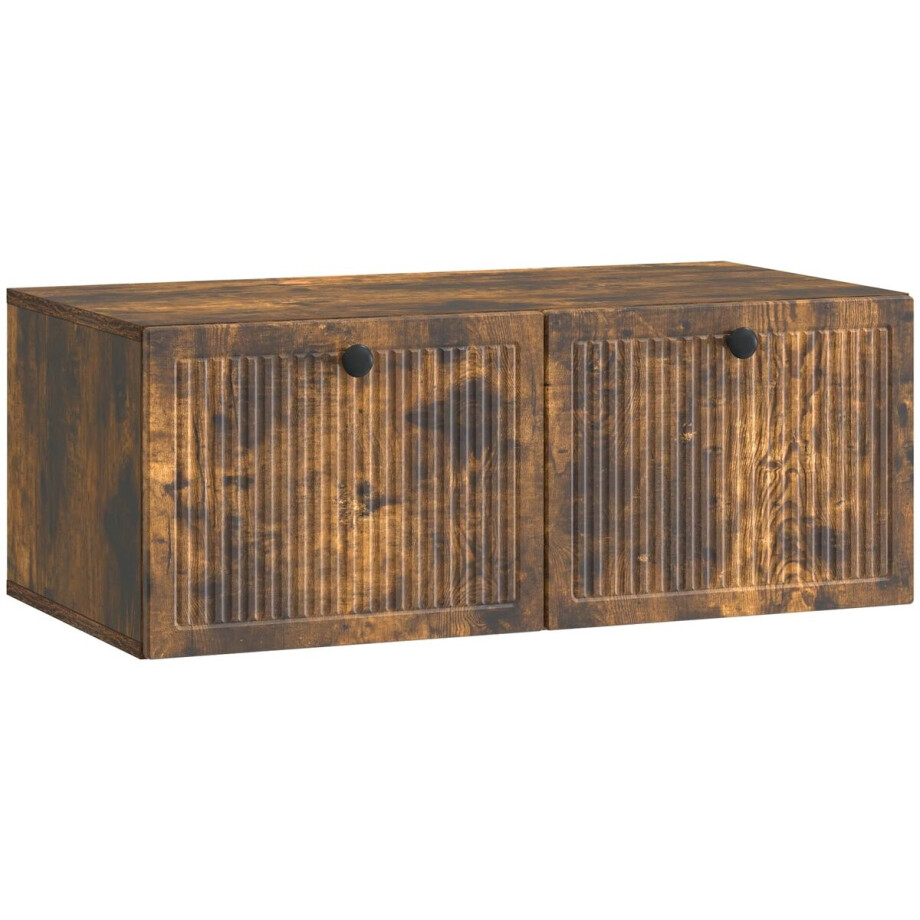 vidaXL - Wandmontage - TV-kast - Gerookt - eiken - 78,5 - x - 41 - x - 30 - cm vidaXL - Wandmontage - TV-kast - Gerookt - eiken - 78,5 - x - 41 - x - 30 - cm afbeelding 1