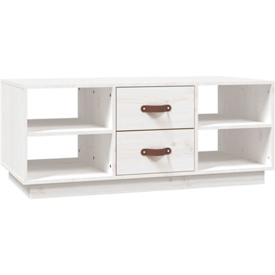 vidaXL - Salontafel - 100x50x41 - cm - massief - grenenhout - wit vidaXL - Salontafel - 100x50x41 - cm - massief - grenenhout - wit afbeelding 1