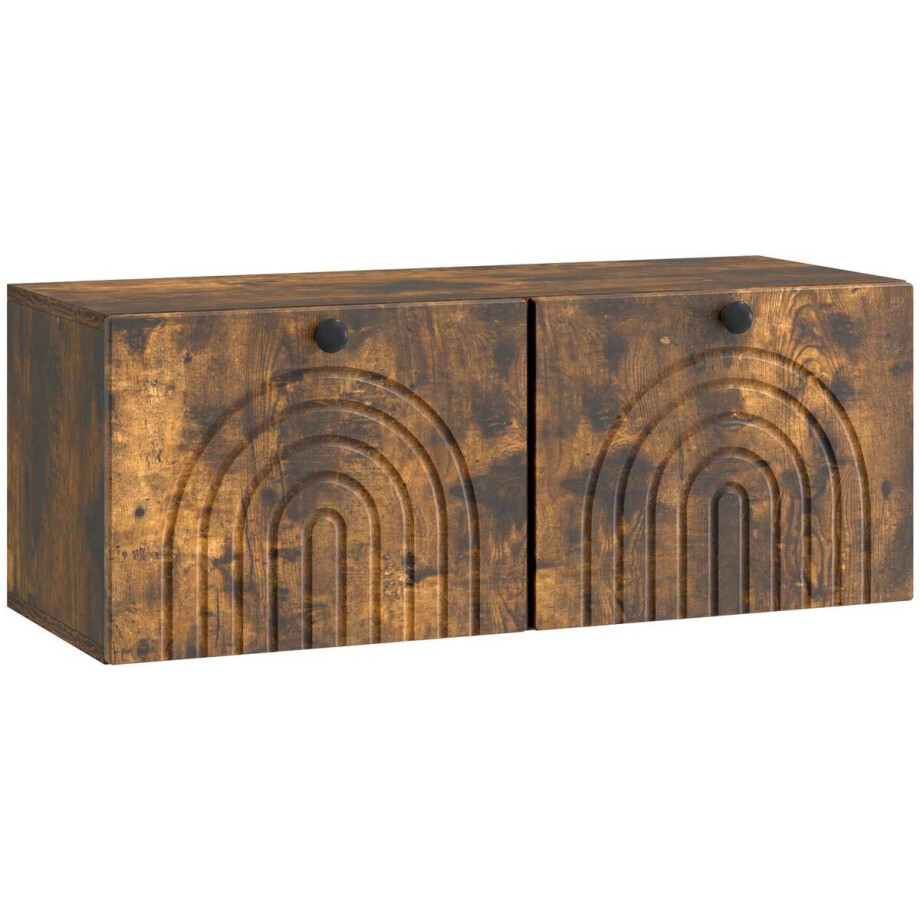vidaXL - Wandmontage - TV-kast - Gerookt - eiken - 78,5 - x - 31 - x - 30 - cm vidaXL - Wandmontage - TV-kast - Gerookt - eiken - 78,5 - x - 31 - x - 30 - cm afbeelding 1
