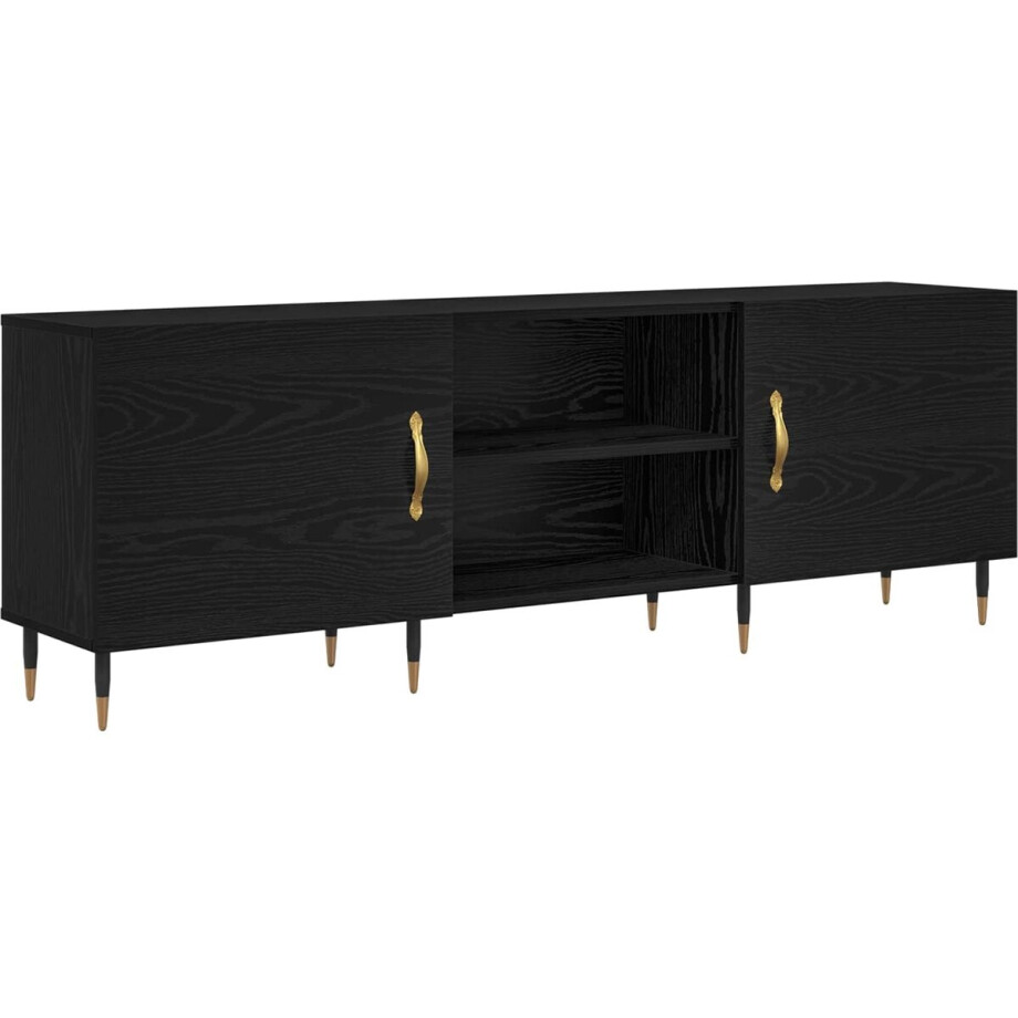 vidaXL - TV - Kast - 150 - x - 30 - x - 50 - cm - Zwart - eiken - Bewerkt - hout afbeelding 1