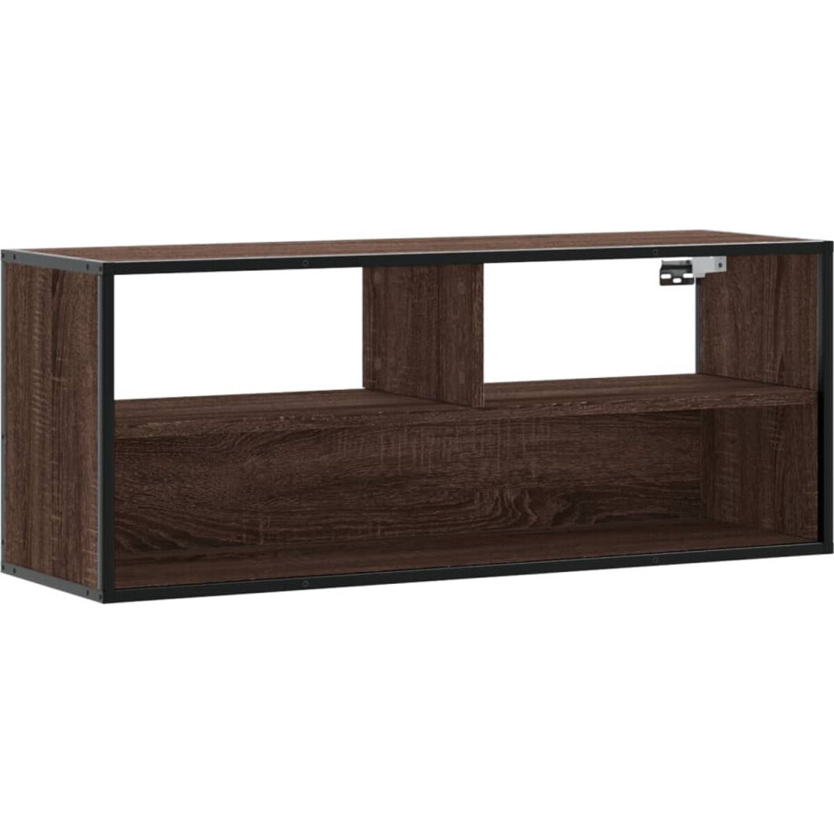 vidaXL - Tv-meubel - 100x31x39,5 - cm - bewerkt - hout - metaal - bruin - eikenkleurig afbeelding 1