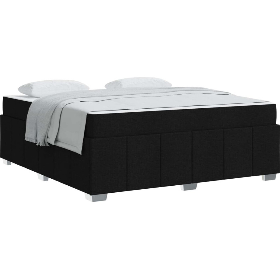 vidaXL - Bedframe - met - matras - Zwart - 180 - x - 200 - cm - Stof afbeelding 1