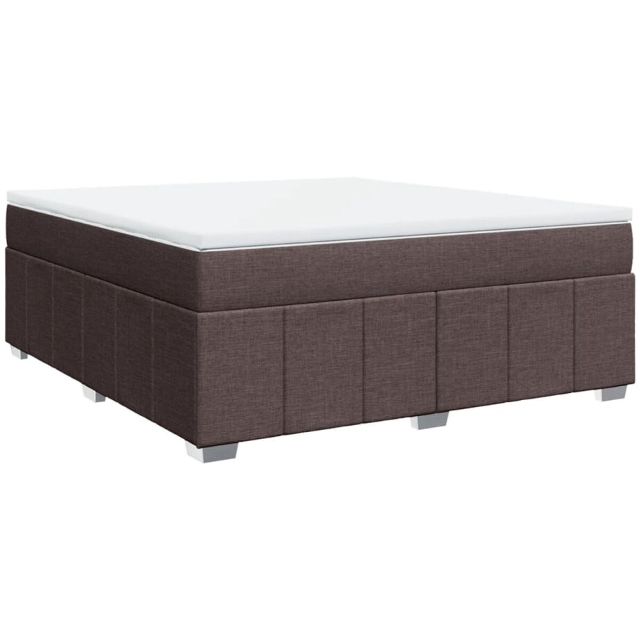 vidaXL - Boxspring - met - matras - stof - donkerbruin - 180x200 - cm afbeelding 1